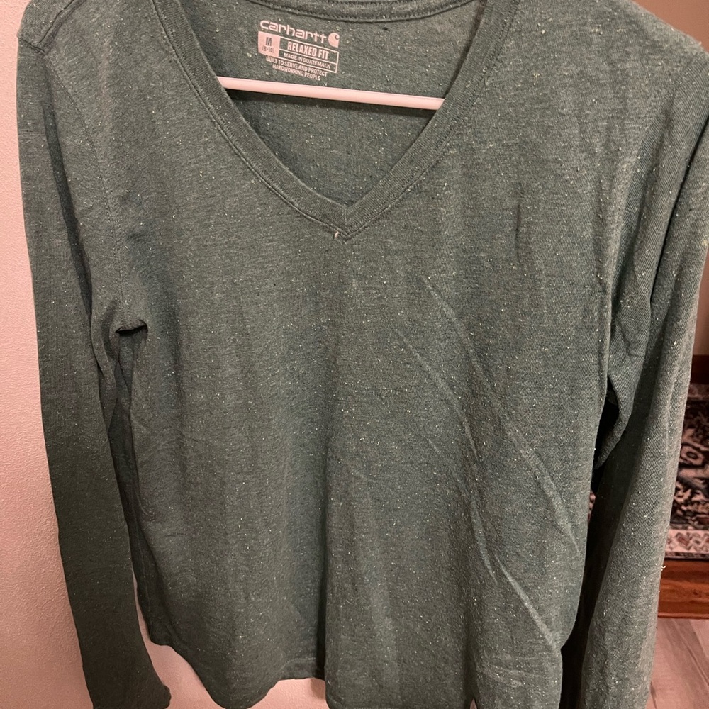 Carhartt Women's Heathered Green Long Sleeve Tee